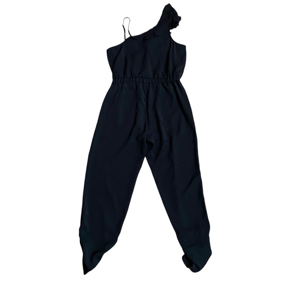 PARKER Addison Black Asymmetrical One-Sleeve Ruffle Jumpsuit Size 2 - Picture 12 of 15